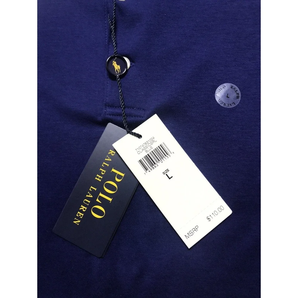 Polo Ralph Lauren Men's Size L Classic Blue‎ Custom Slim Fit S Sleeve Shirt NWT